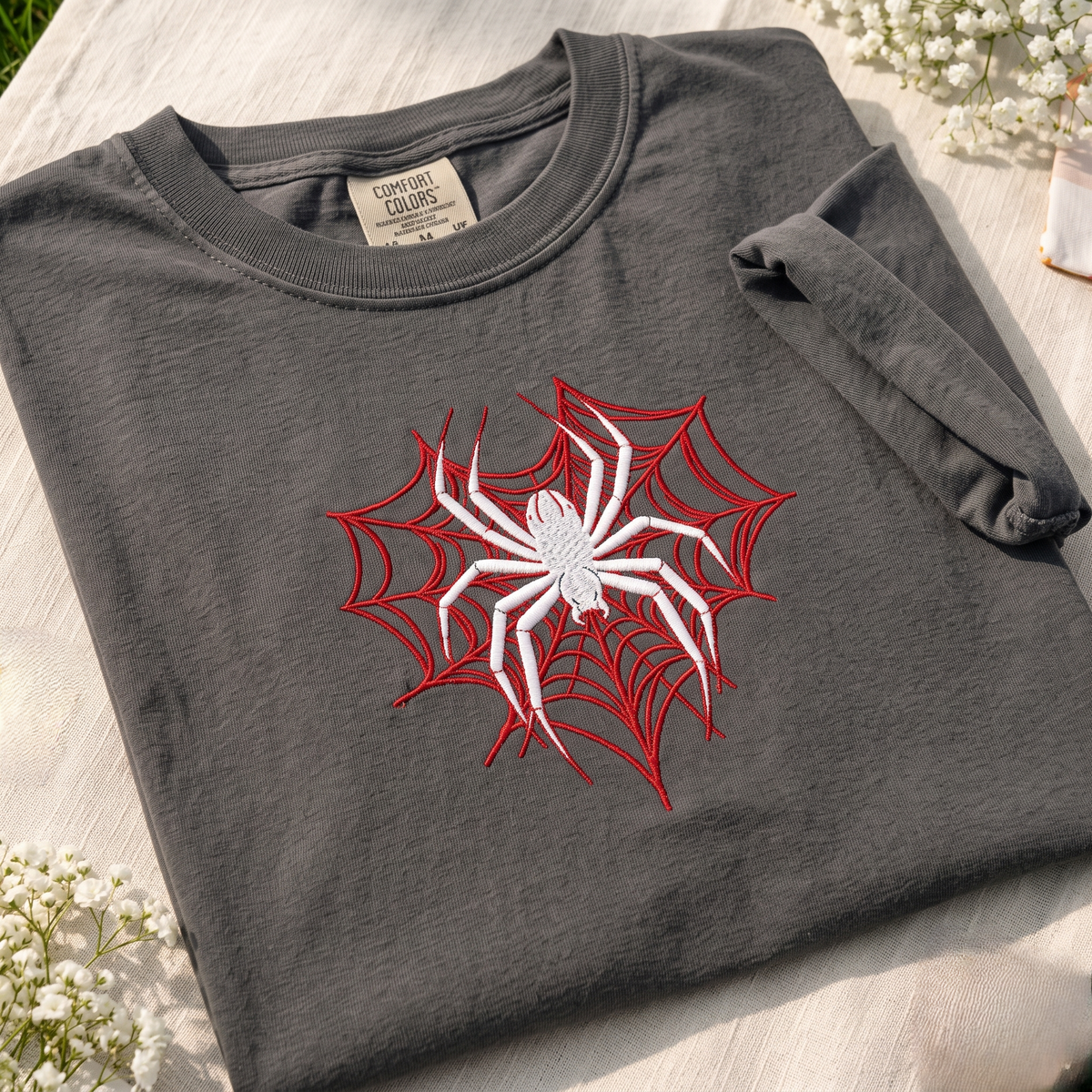 Spider Web Embroidered Comfort Colort TShirt, Spider Hero Shirt, Fantasy Fan Tee, Unisex Fashion Idea Shirt
