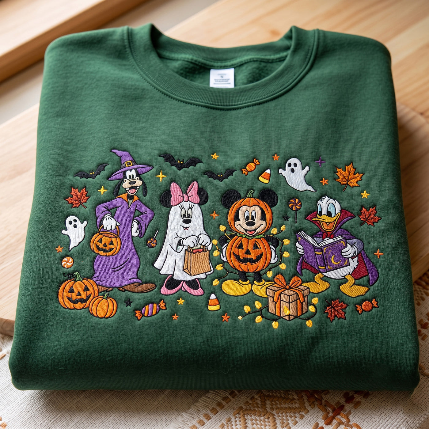 Halloween Mouse And Friends Embroidered Sweatshirt, Not So Scary Halloween Tee, Trick or Treat Shirt, Family Trip Outfit, Halloween Gift