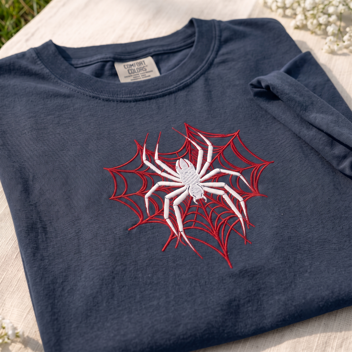 Spider Web Embroidered Comfort Colort TShirt, Spider Hero Shirt, Fantasy Fan Tee, Unisex Fashion Idea Shirt