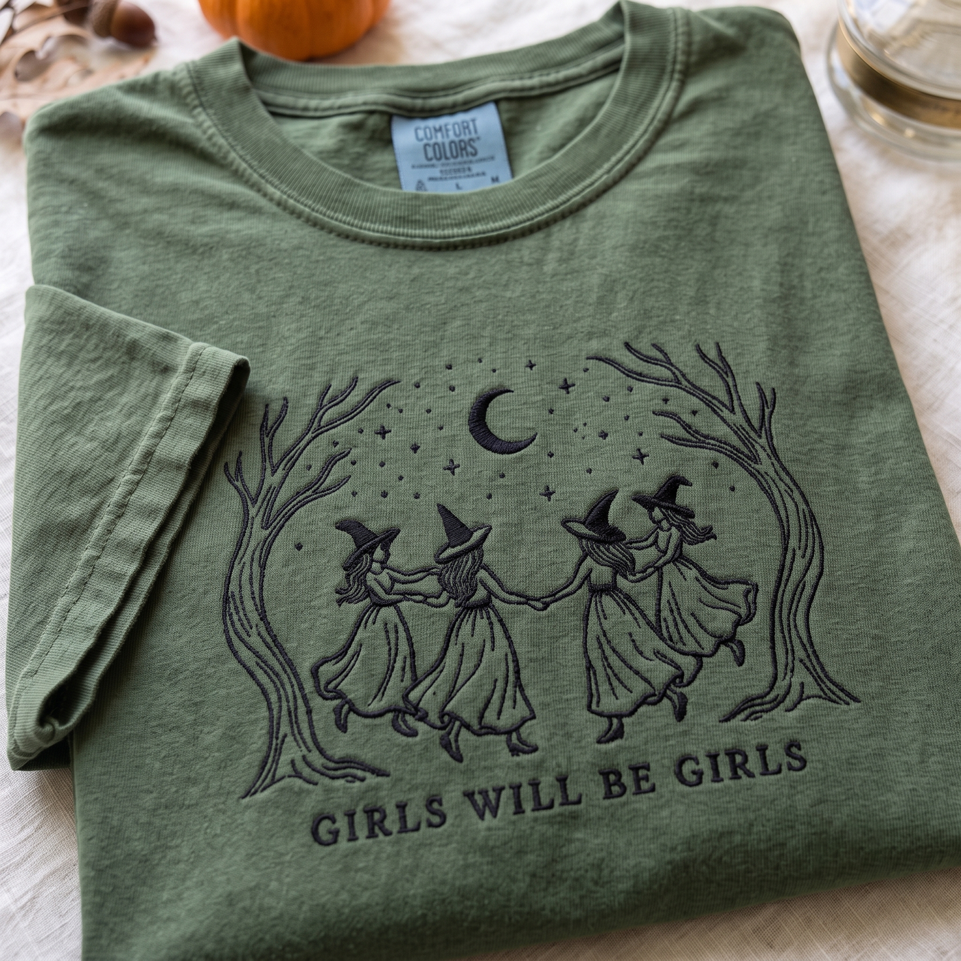 Comfort Colors Girls Will Be Girls Witch Shirt, Funny Witchy Shirt, Vintage Halloween Women Tee, Witchy Vibes Gift