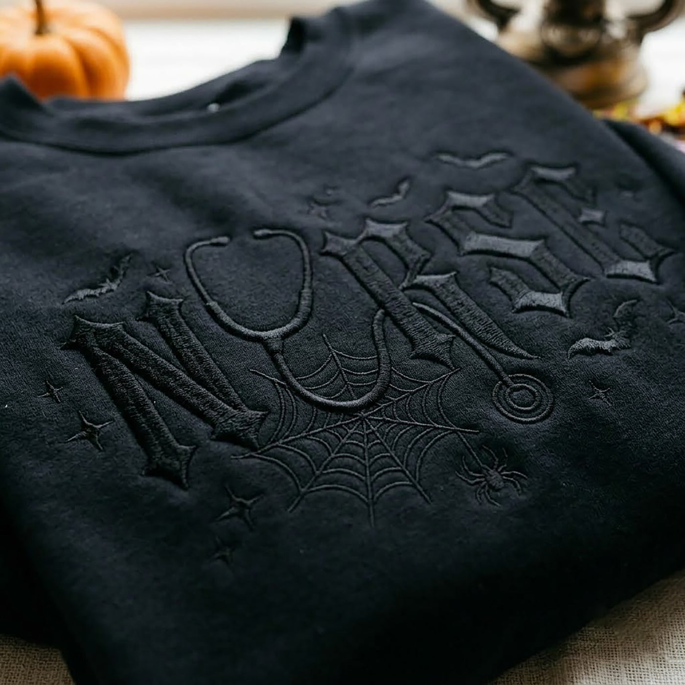 Embroidered Spooky Nurse Sweatshirt, Halloween Spooky Season Crewneck, Nursing School Shirt, Graduation RN Gift