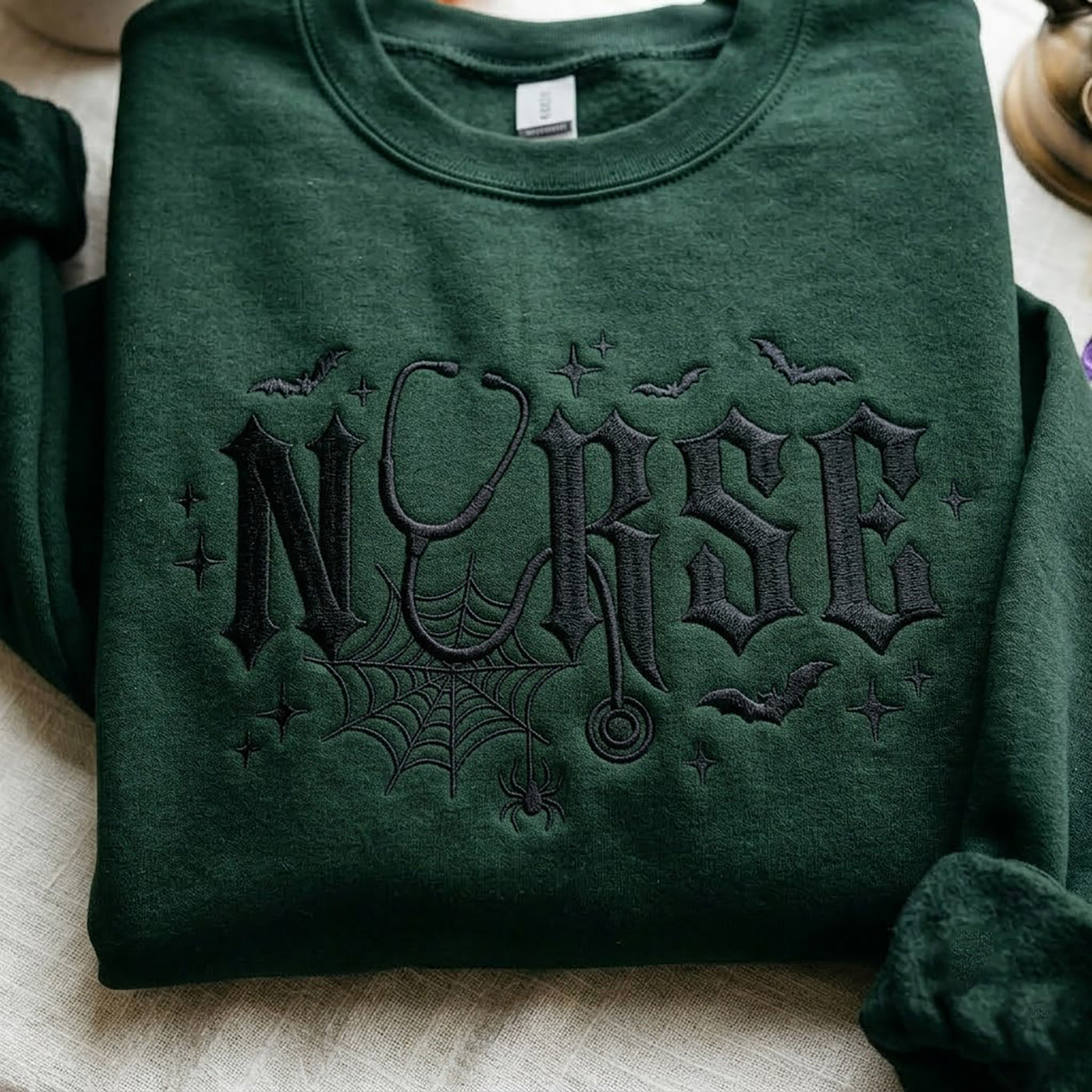 Embroidered Spooky Nurse Sweatshirt, Halloween Spooky Season Crewneck, Nursing School Shirt, Graduation RN Gift
