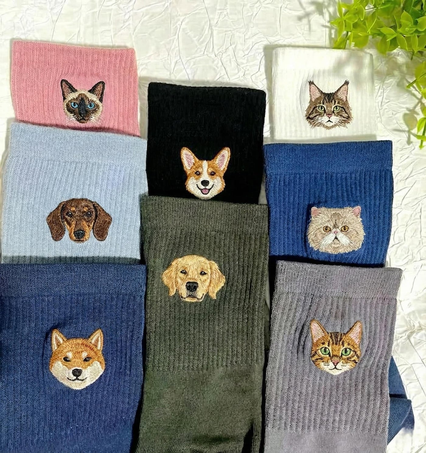 Custom Embroidered Pet Portrait Socks, Dog Cat Face Embroidered Socks, Personalized Cat & Dog Gift, Cute Gift For Pet Lover