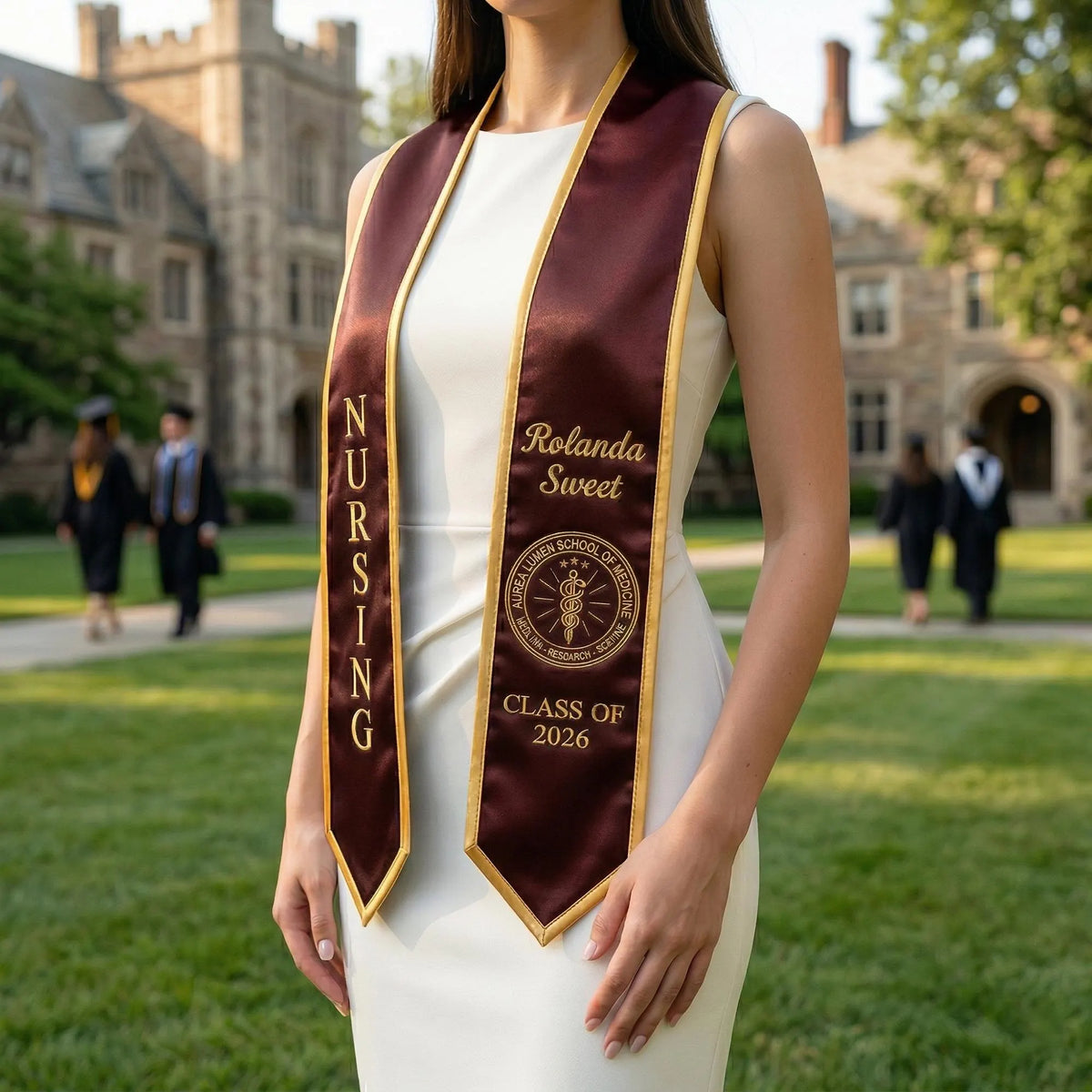 Custom Embroidered University Graduation Stole, Personalized Class of 2026 Grad Sash, Custom Design Stole, custom stole embroidered