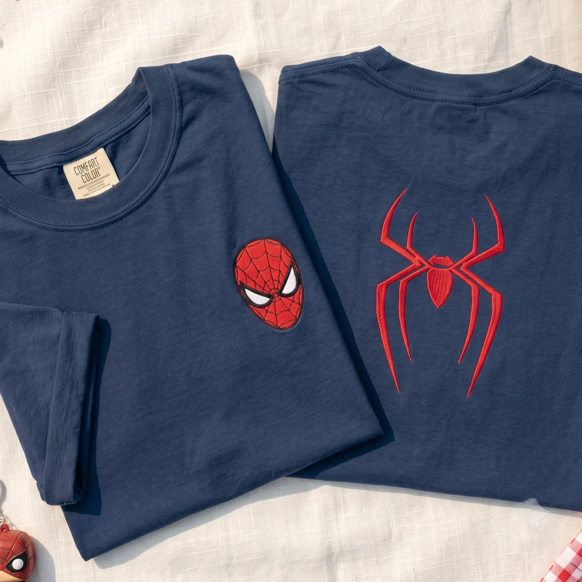 Friendly Superhero Boy Embroidered Comfort Color TShirt, Spider Embroidery Tee, Unisex Superhero Shirt
