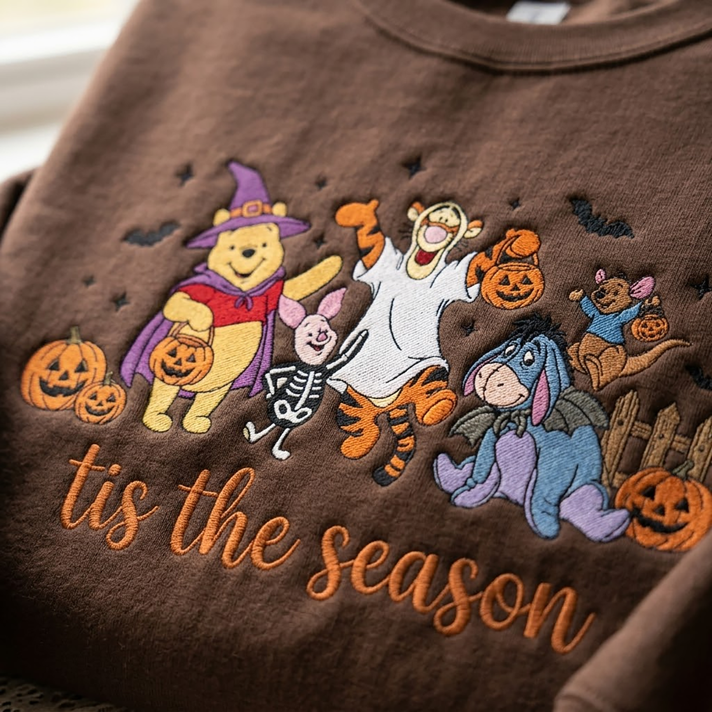 Embroidered Halloween Tis The Season Sweatshirt, Bear And Friends Spooky Crewneck, Magical Land Shirt, Trick Or Treat Tee, Spooky Friend Gift