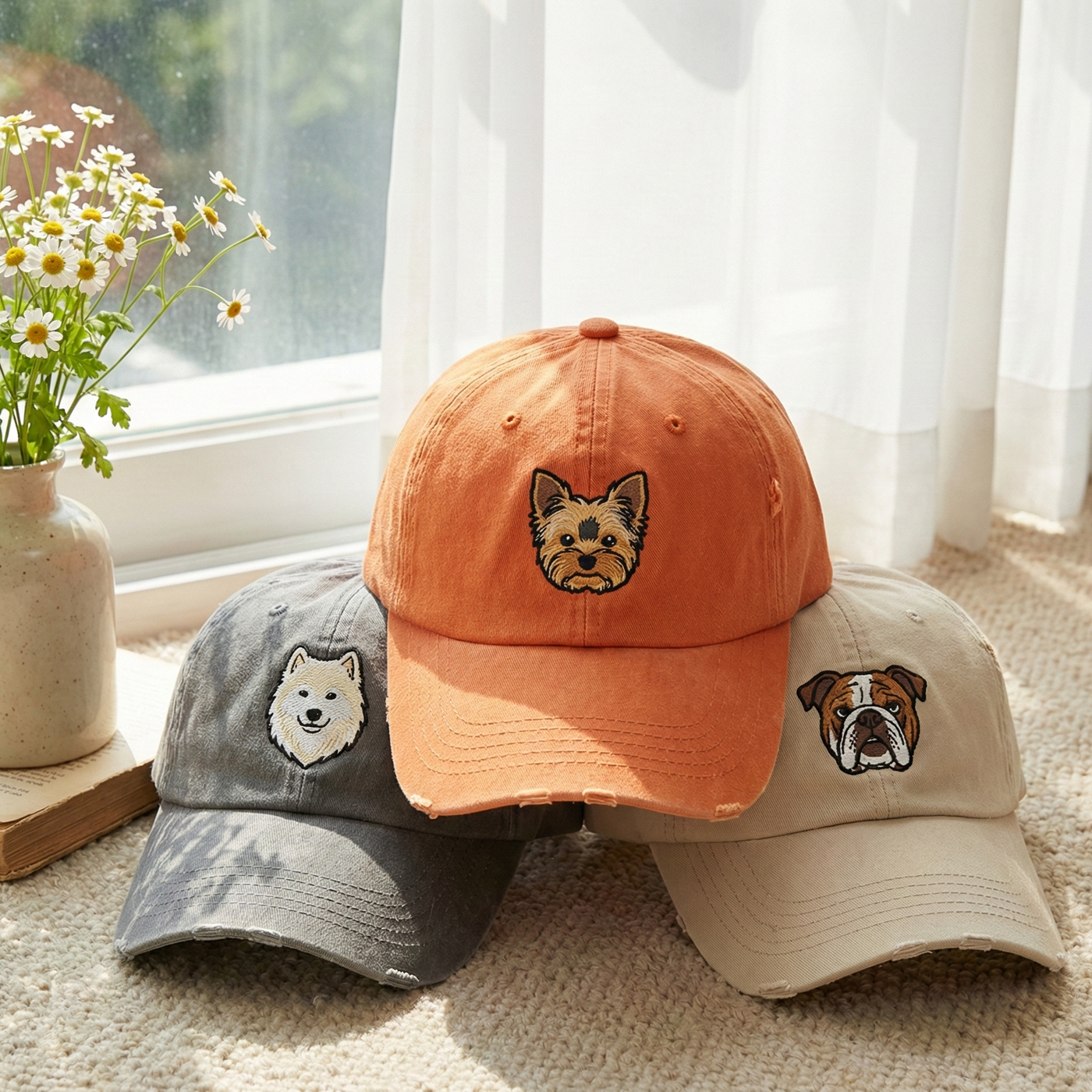 Custom Embroidered Pet Photo Dad Hat – Personalized Dog and Cat Baseball Cap