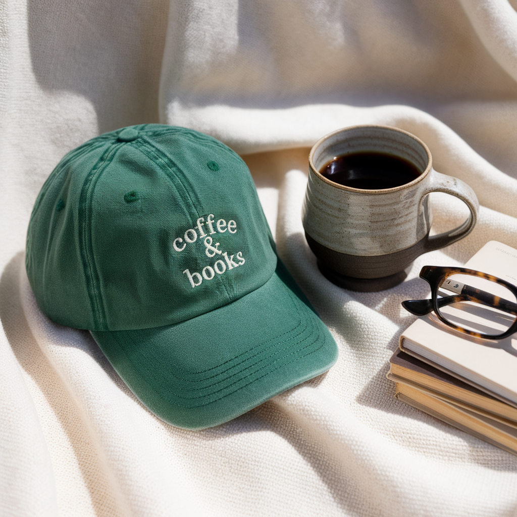 Books And Coffee Embroidered Hat, Book Lover Hat, Bookish Coffee Lover Hat, Bookworm Hat, Bookish Gift, Book Lover Gift
