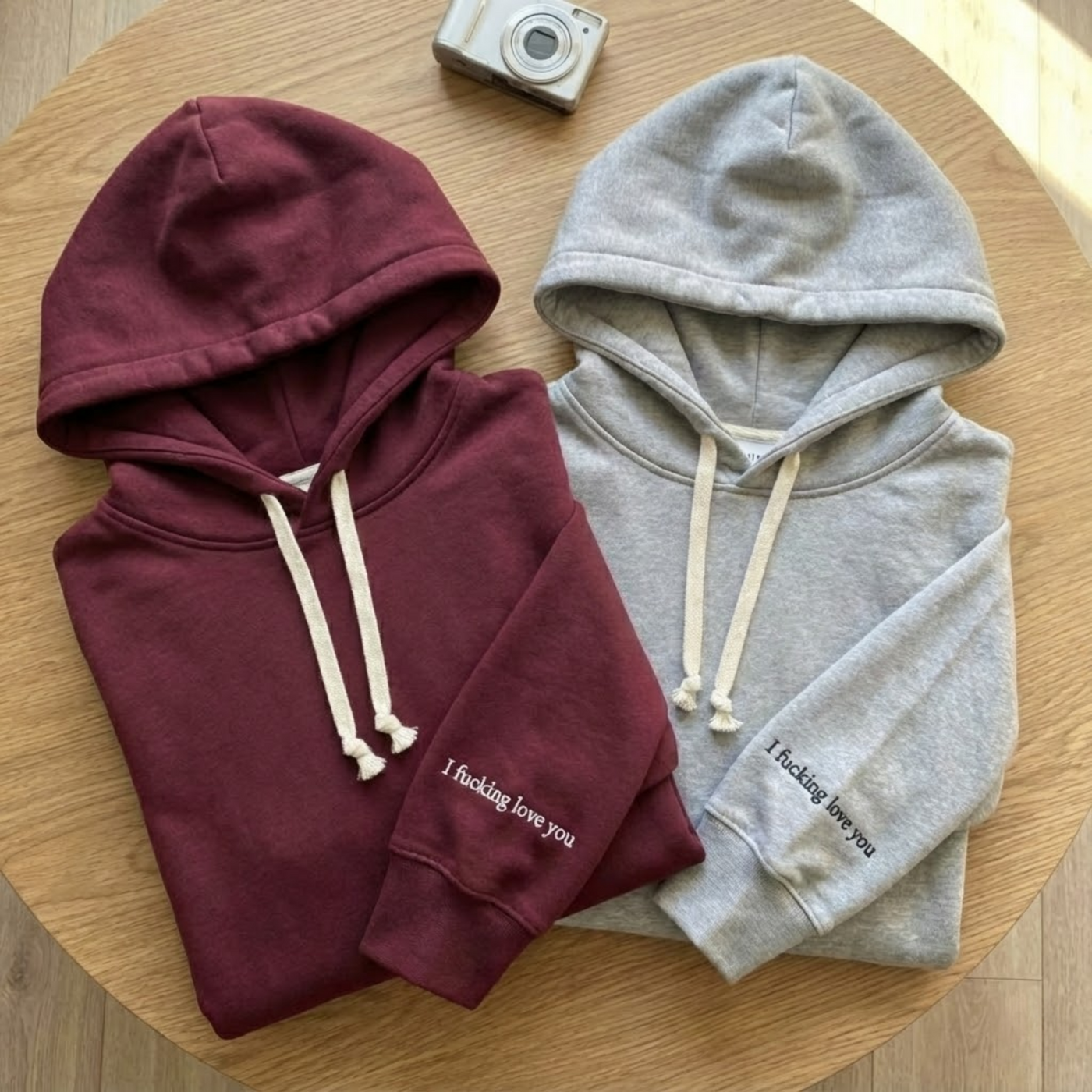 Custom Text Embroidered Sleeve Sweatshirt, Valentines Day, Couple Crewneck, Text On Sleeve, Couple's Shirt, Anniversary Couple Gift