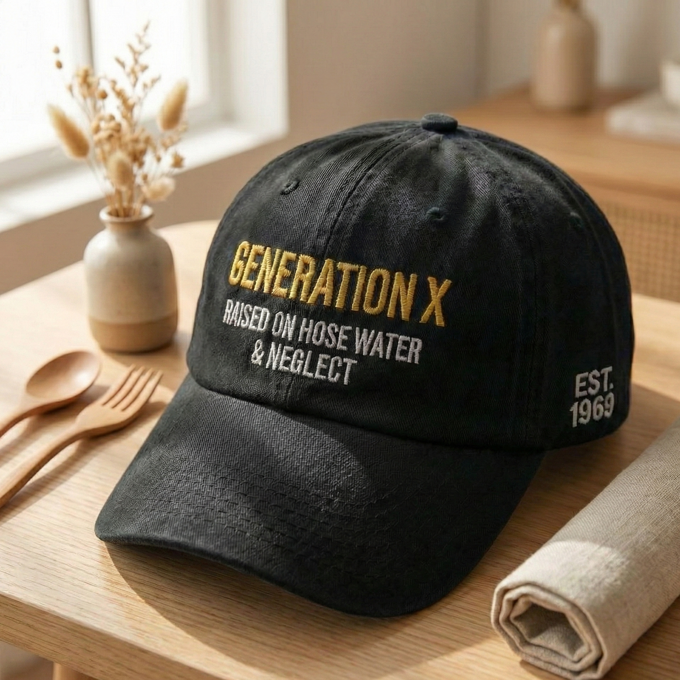 Custom Gen X Embroidered Hat, Personalized Generation X Cap, Embroidered Quote Baseball Cap, Gift For Father's Day