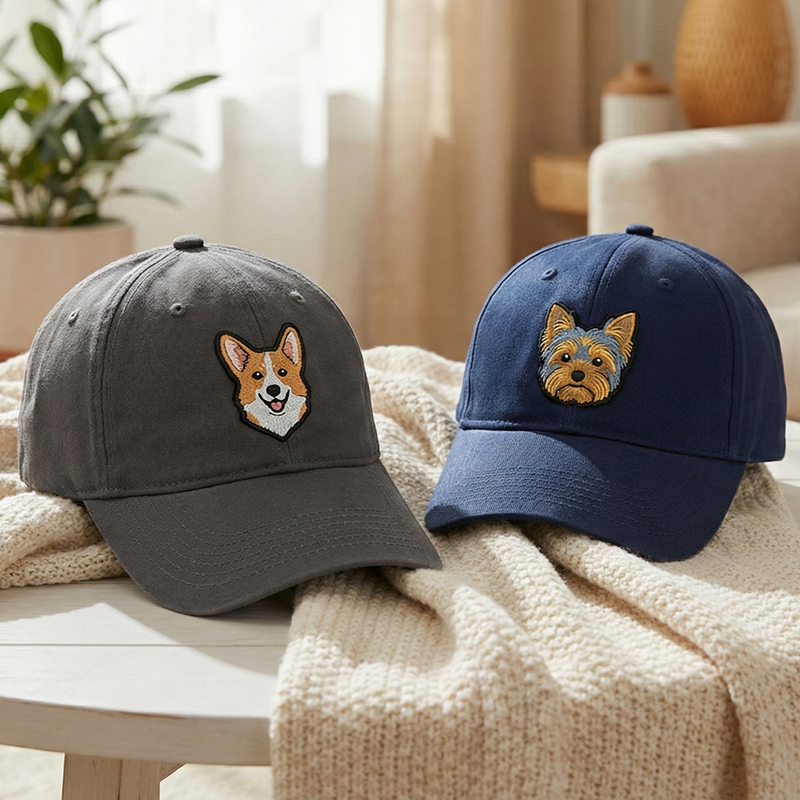 Custom Embroidered Pet Photo Baseball Hat, Personalized Dog and Cat Dad Cap
