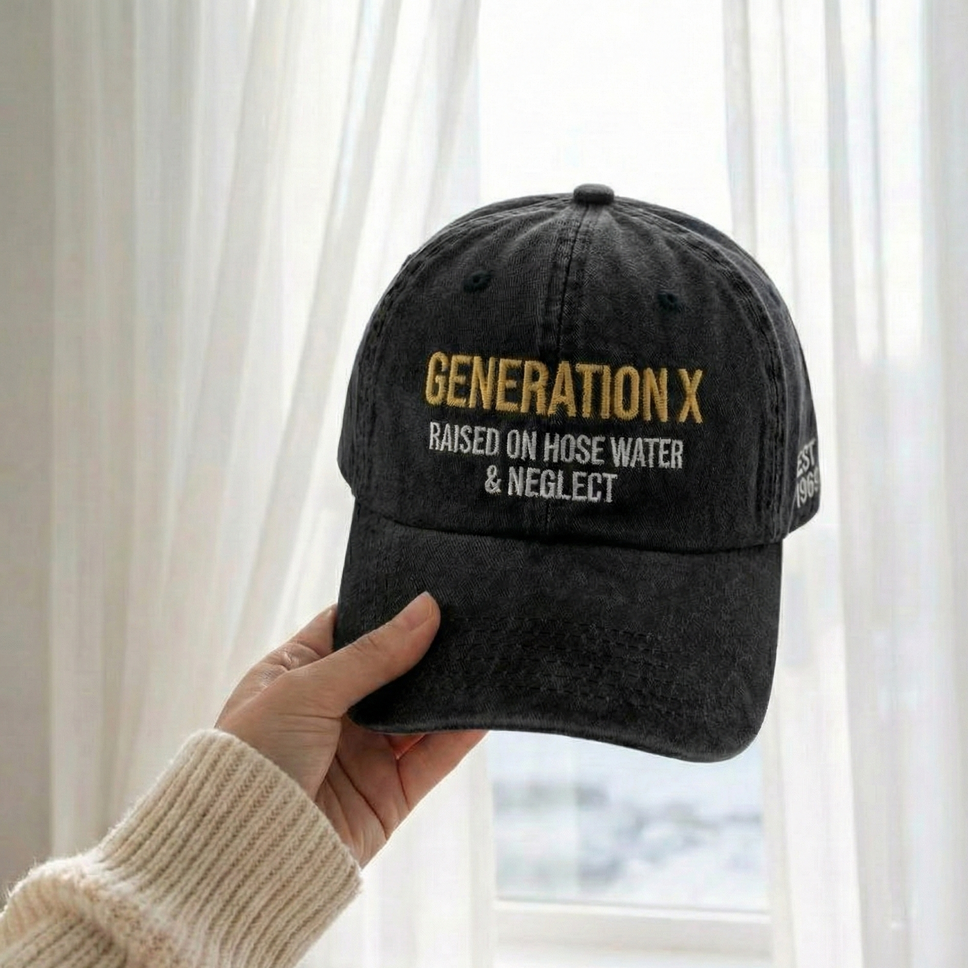 Custom Gen X Embroidered Hat, Personalized Generation X Cap, Embroidered Quote Baseball Cap, Gift For Father's Day