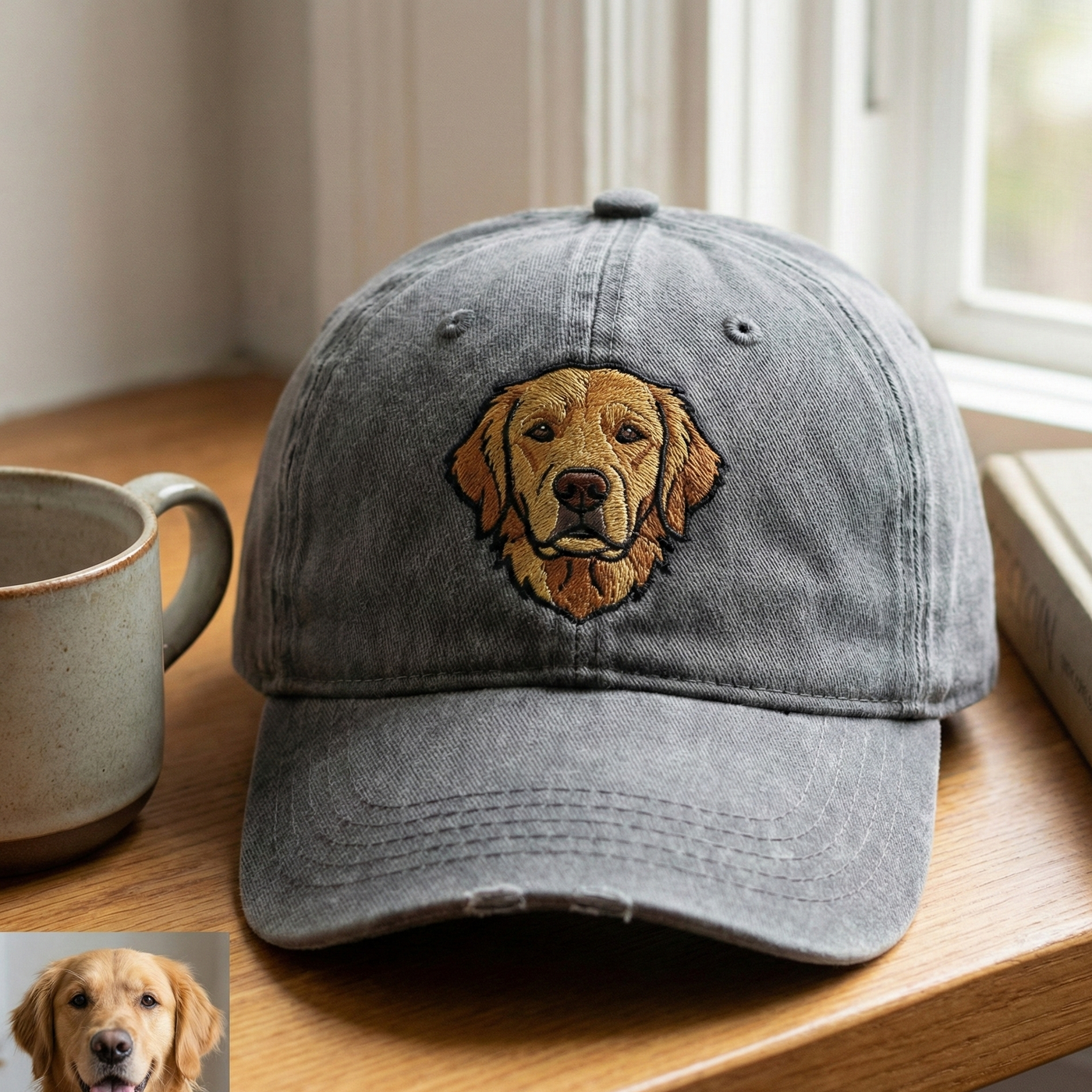 Custom Embroidered Pet Photo Dad Hat – Personalized Dog and Cat Baseball Cap