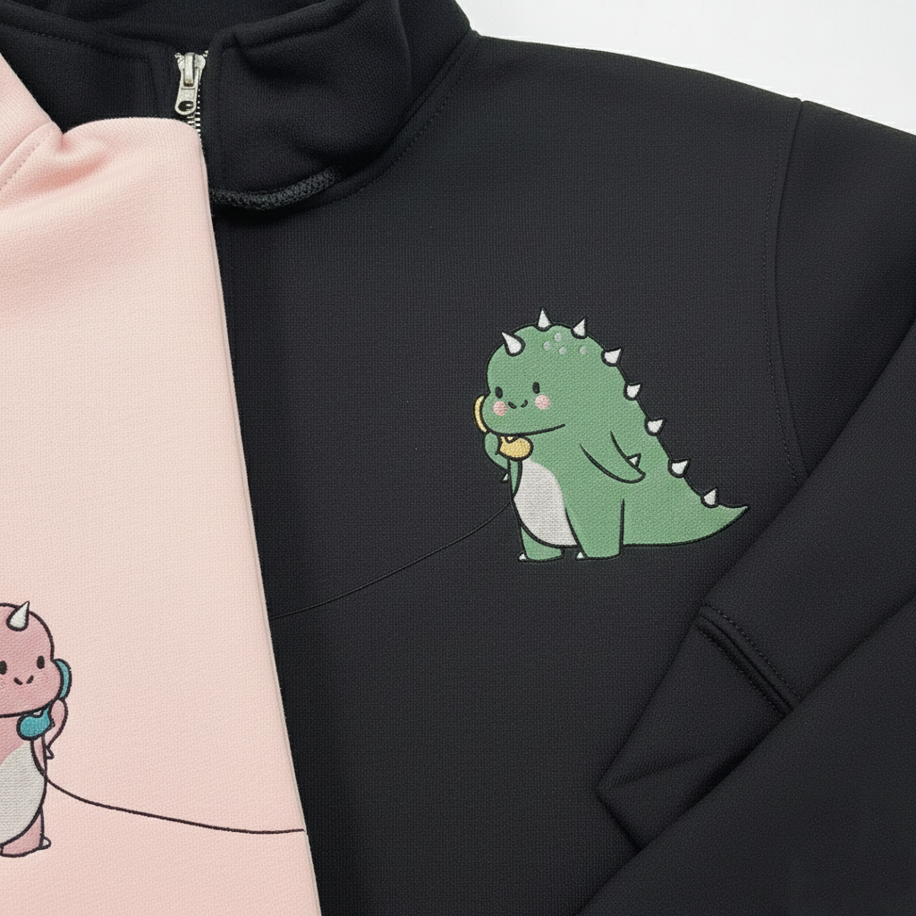 Custom Couple Dinosaur Embroidered Sweatshirt, Kawaii Dino Love Valentine Sweater, Matching Couple Sweatshirts, Anniversary Gift