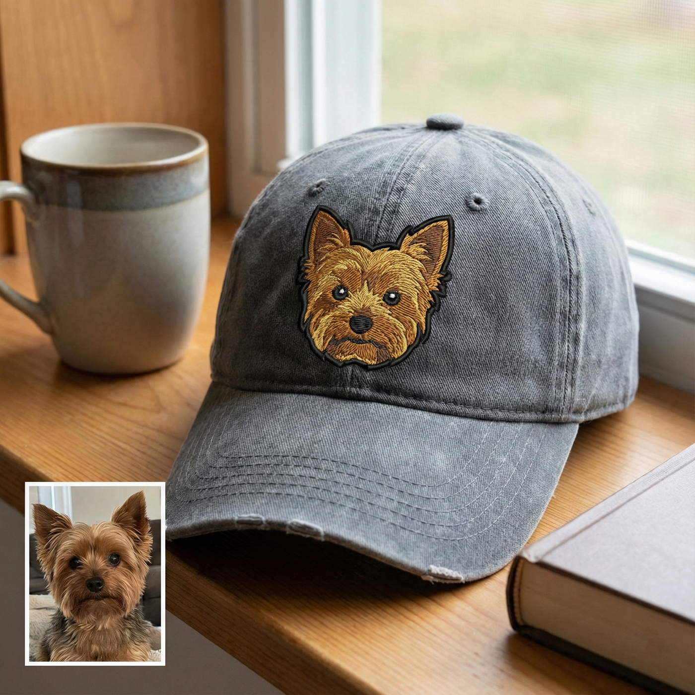 Personalized Embroidery Dog Portrait Hat, Custom Dog Christmas Baseball Cap, Dog Photo Gift for Dog Mom, Holiday Trip Hat