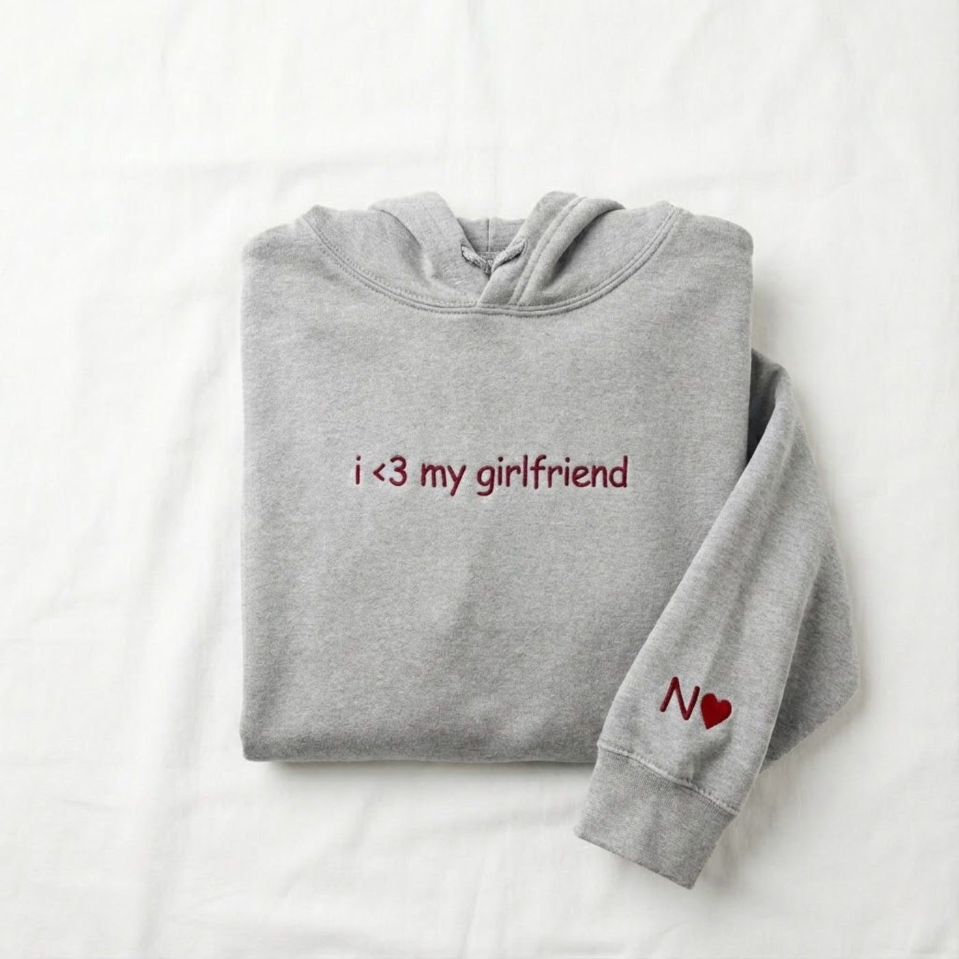 Custom Embroidered i love my girlfriend, Valentines Day Gift, Couple Matching Initial Hoodie, Personalized Gifts, Valentine Gifts