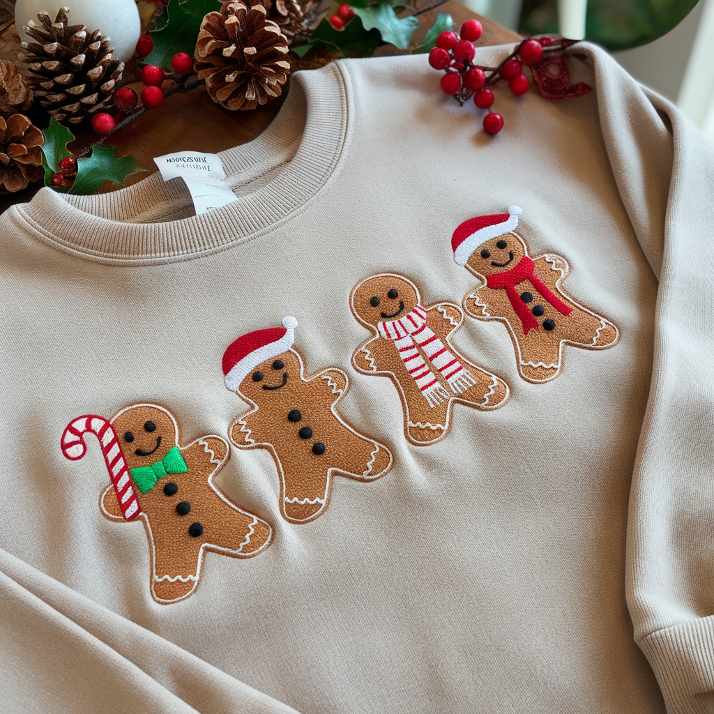 Merry Christmas Crewneck Sweatshirt, Gingerbread Embroidered Christmas Sweatshirt, Christmas Cookies Shirt, Custom Xmas Gift, Christmas Gift