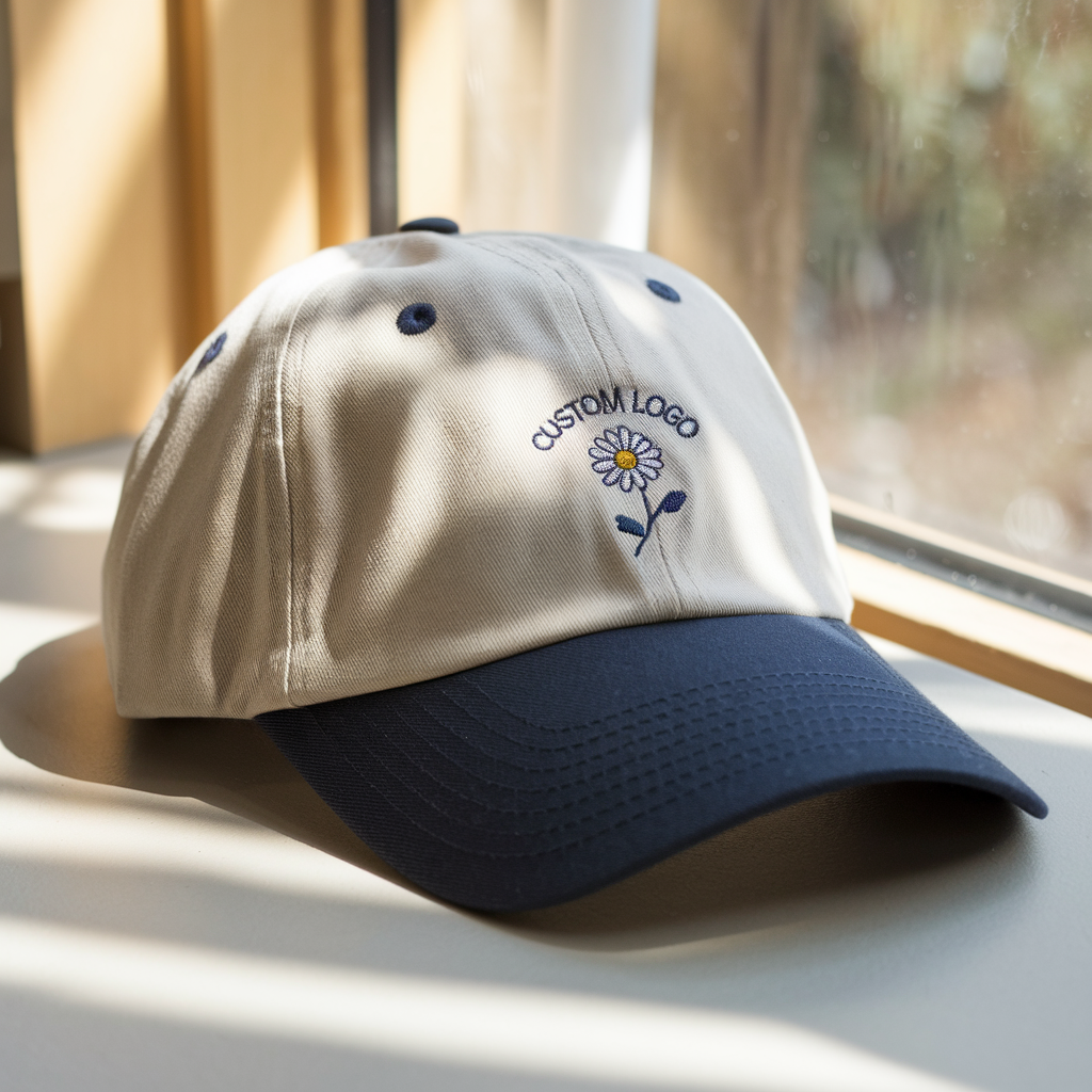Custom Logo Embroidered Hat, Custom Embroidered Baseball Hat, Custom Logo Daisy Flower, Gift For Dad, Dad Cap
