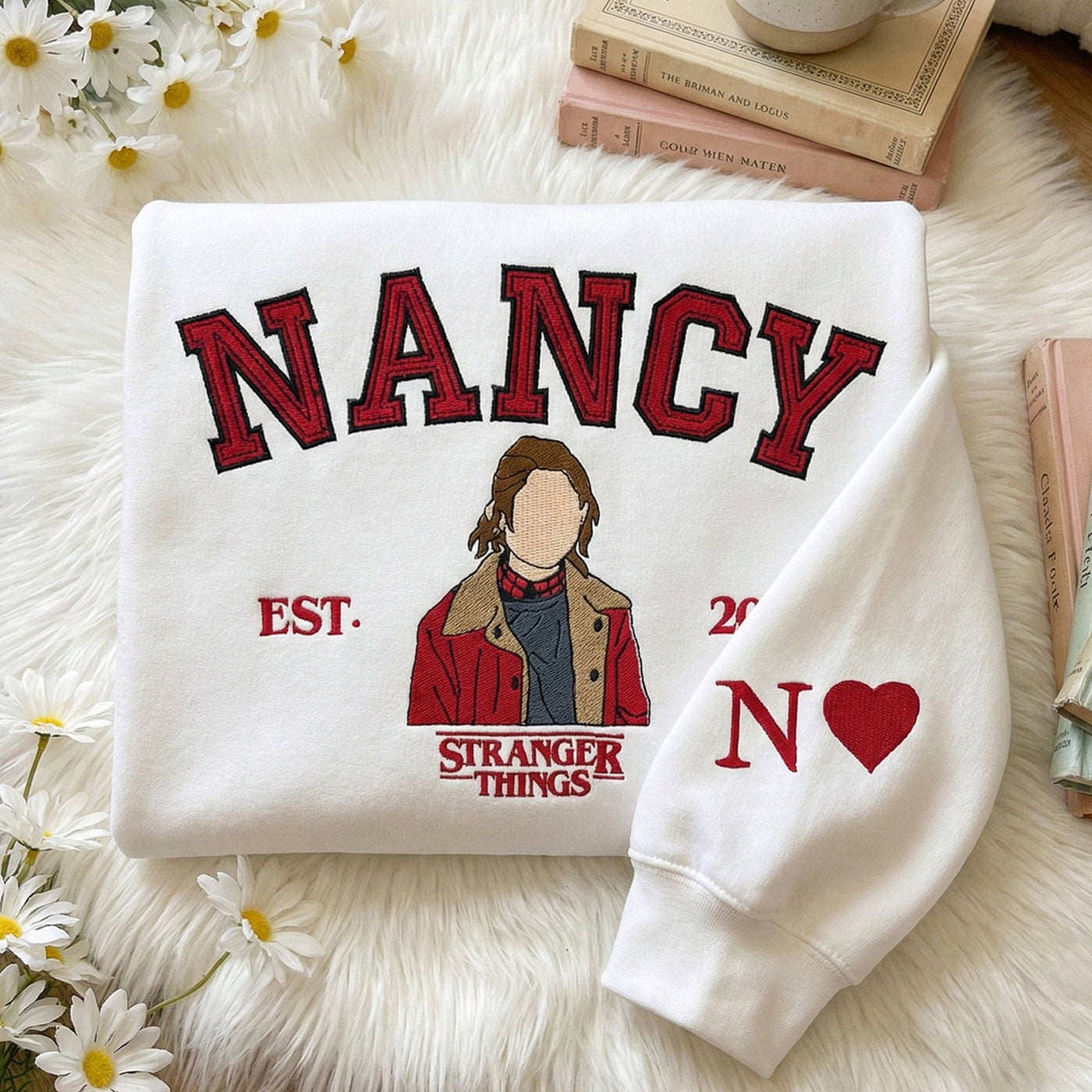 Retro Embroidered Name Sweatshirt – Unisex Fleece Crewneck
