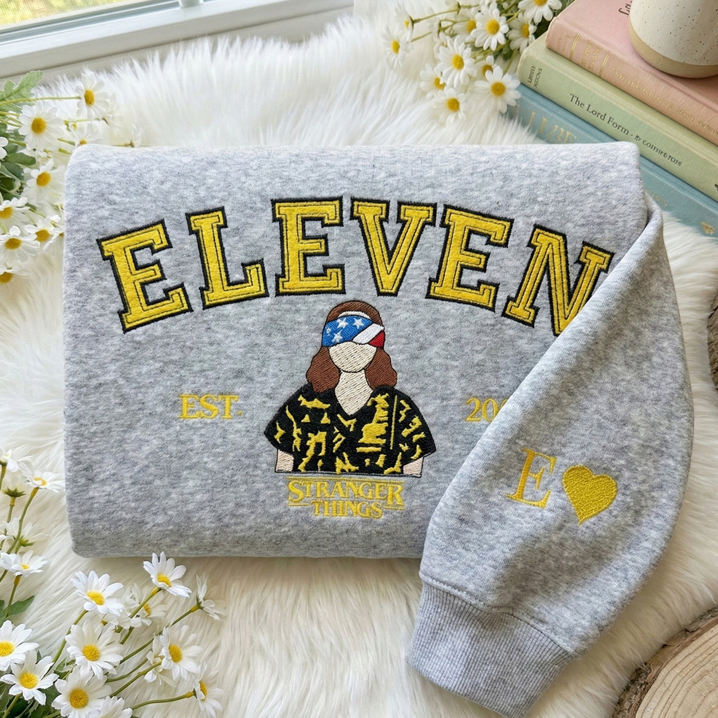 Retro Embroidered Name Sweatshirt – Unisex Fleece Crewneck