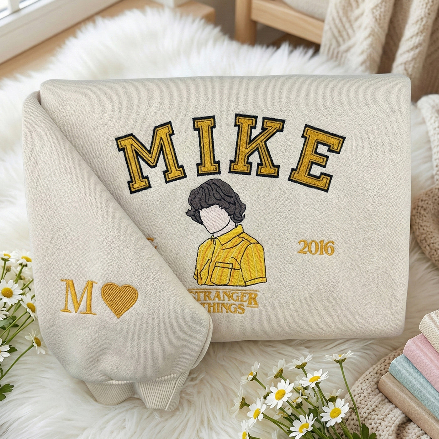 Retro Embroidered Name Sweatshirt – Unisex Fleece Crewneck