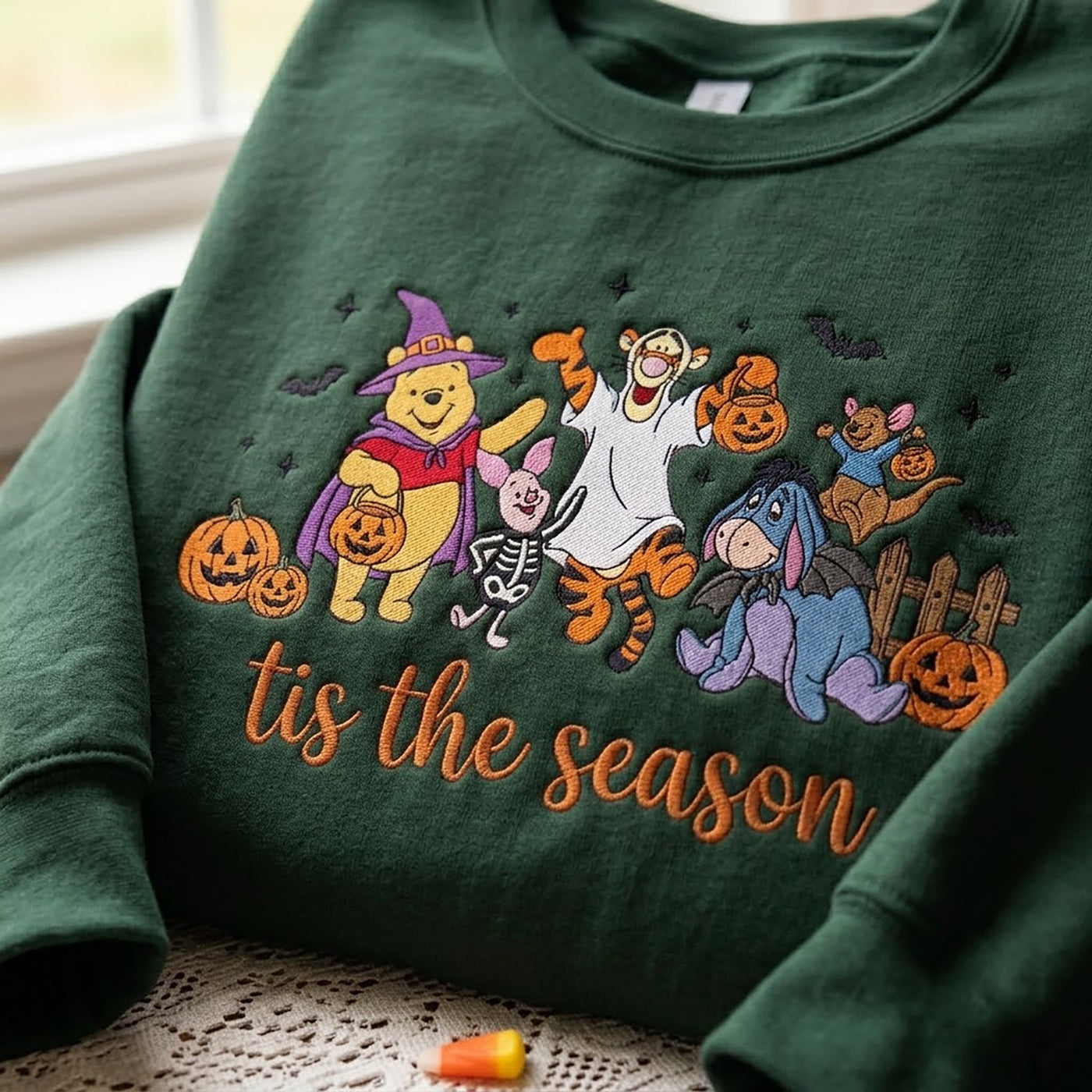 Embroidered Halloween Tis The Season Sweatshirt, Bear And Friends Spooky Crewneck, Magical Land Shirt, Trick Or Treat Tee, Spooky Friend Gift