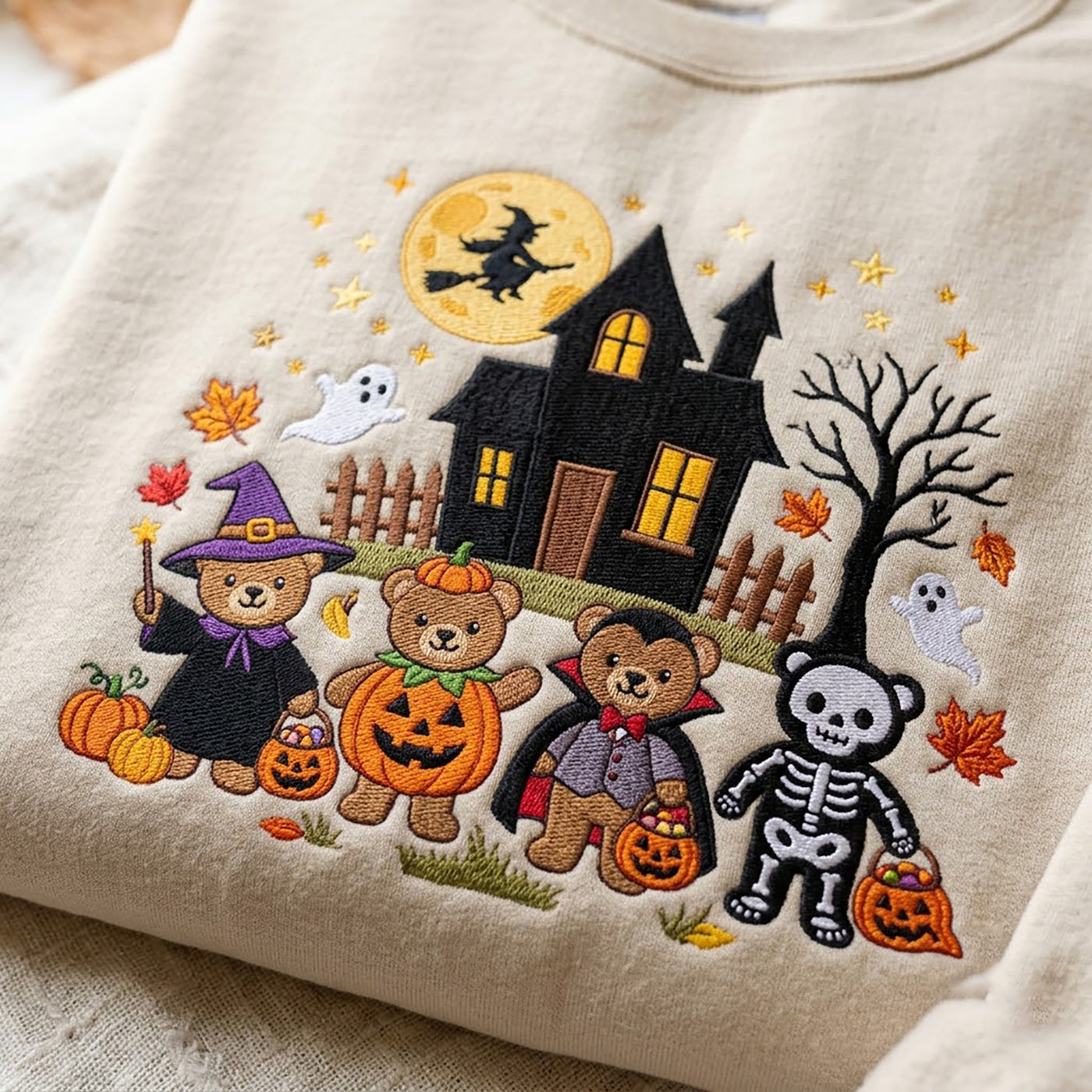 Comfort Color Embroidered Skeleton Dog Tee, Spooky Season Halloween Shirt, Cozy Fall Tee, Puppy Lover Gift, Boo Basket Gifts
