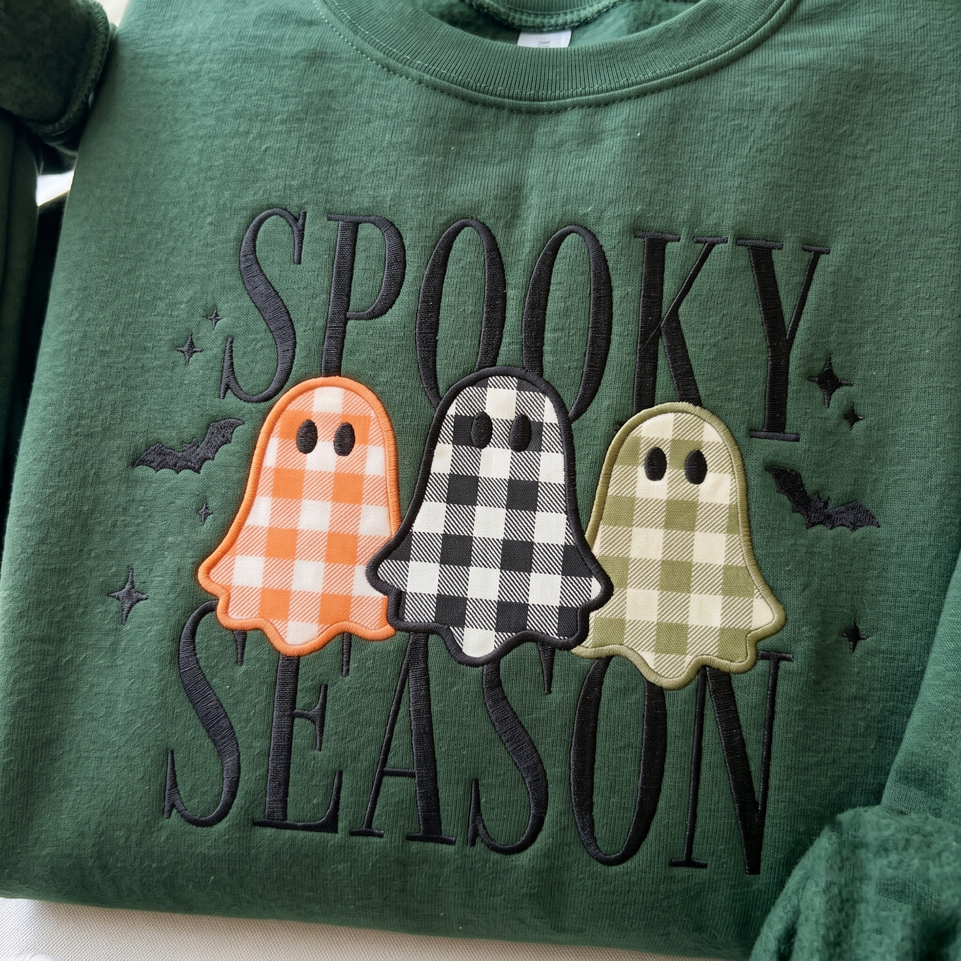 Spooky Season Sweatshirt, Cute Ghost Sweatshirt, Fall Crewneck, Halloween Gingham Shirt,  Cozy Autumn Pullover, Gift for Her, Halloween Gift