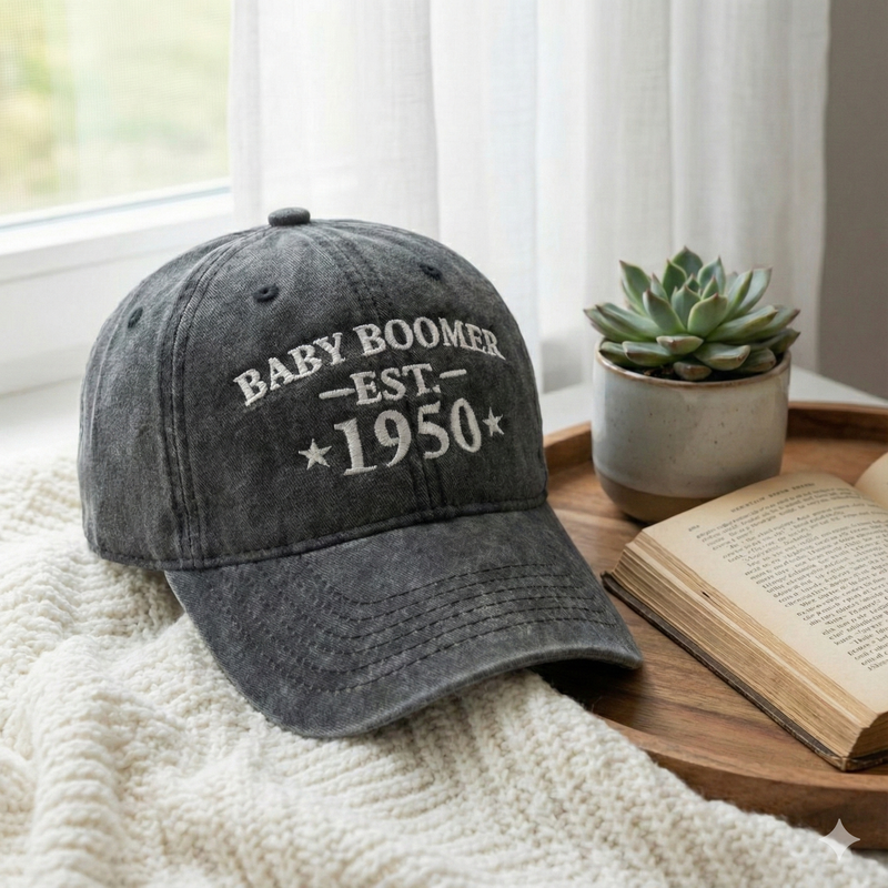Embroidered Custom Year Baby Boomer Hat, Generation Baby Boomer Cap, Life Style Embroidered Baseball Cap