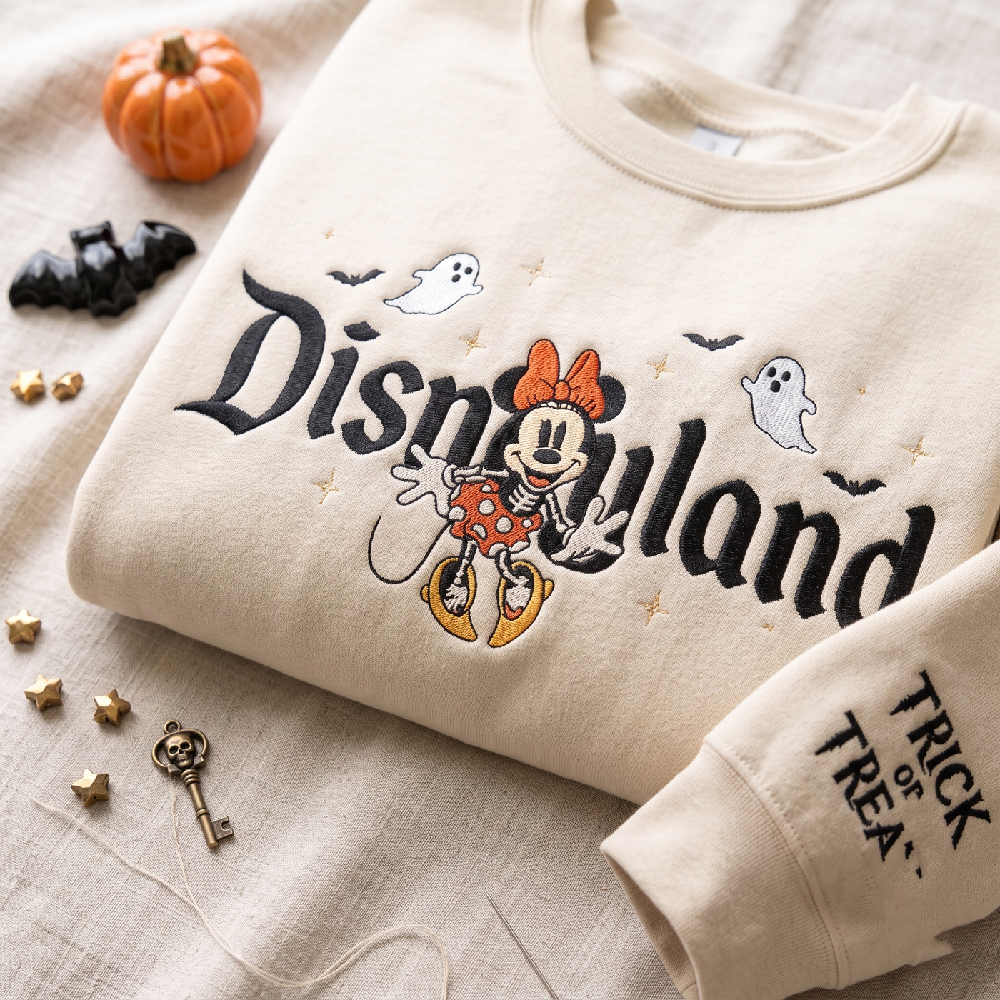 Embroidered Magical Land Halloween Sweatshirt, Spooky Mouse Ghost Crewneck, Theme Park Vacation Outfit, Skeleton Mouse Couple Tee, Fall Gift