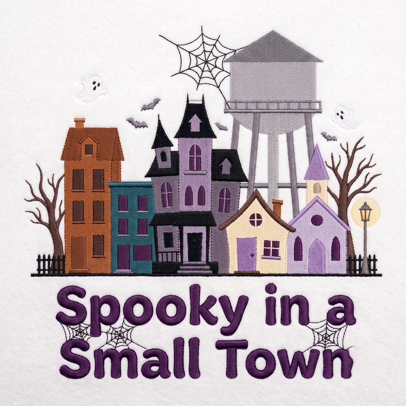 Embroidered Spooky Small Town Sweatshirt, Haunted Village Halloween Crewneck, Ghost House Fall Sweater, Cozy Autumn Gift for Women
