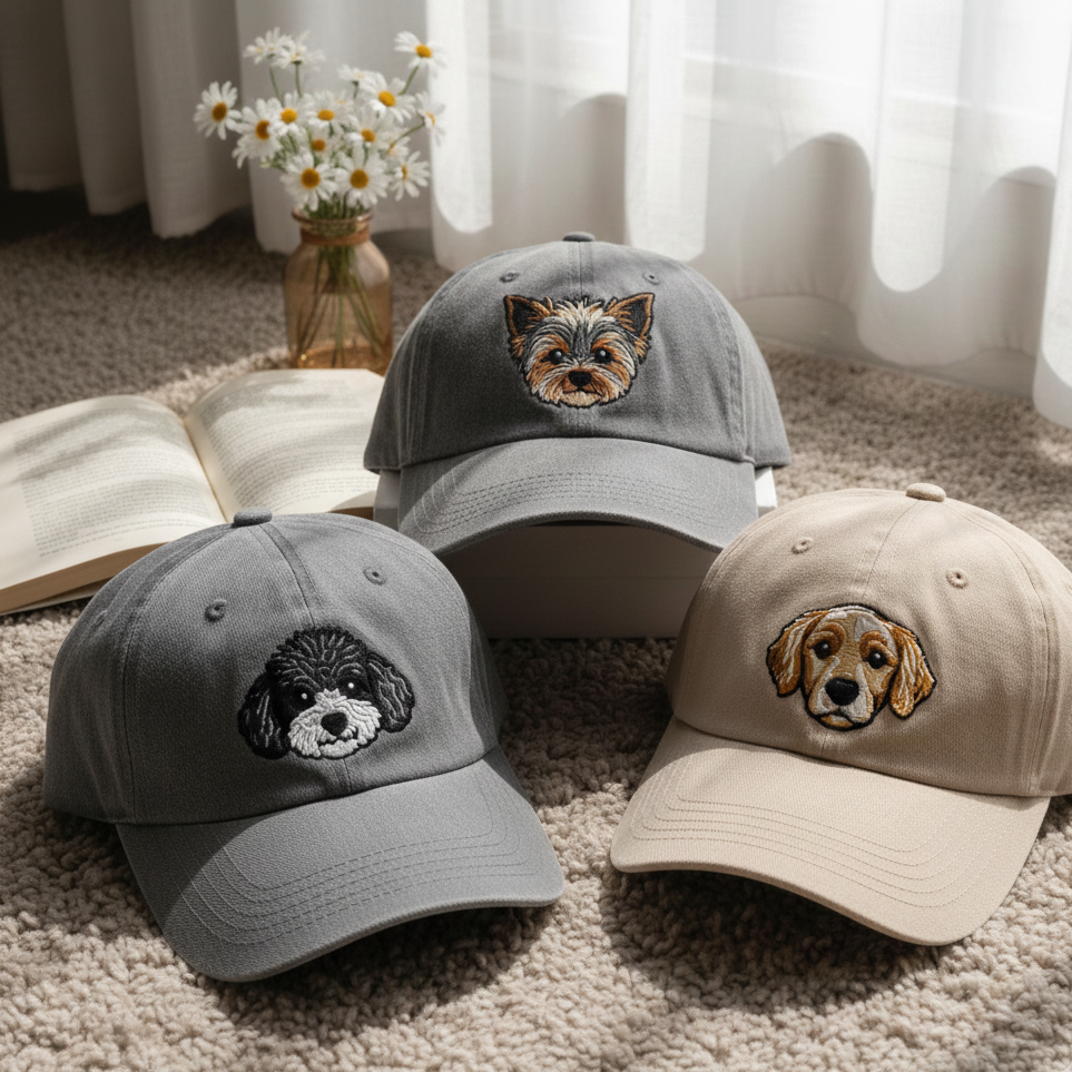 Custom EMBROIDERED Pet Hat, Using Pet Photo Personalized Dog Hat, Custom Cat Hat, Custom Pet Cap, Custom Dog Baseball Cap, Dog Mom Hat