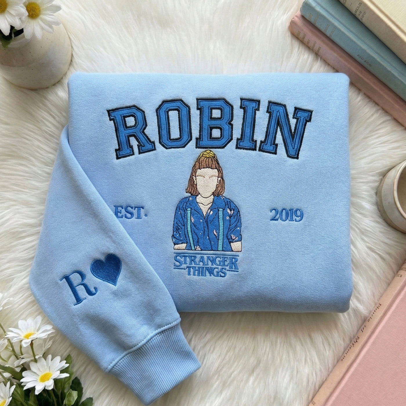 Retro Embroidered Name Sweatshirt – Unisex Fleece Crewneck