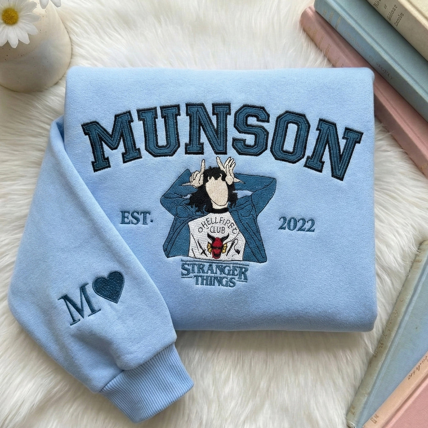 Retro Embroidered Name Sweatshirt – Unisex Fleece Crewneck