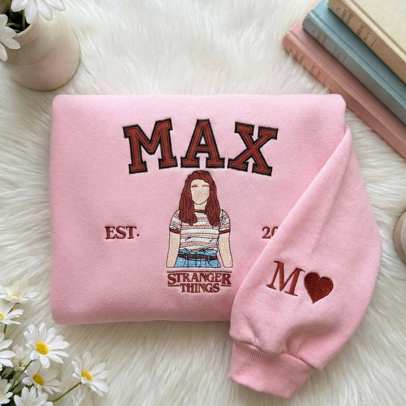 Retro Embroidered Name Sweatshirt – Unisex Fleece Crewneck