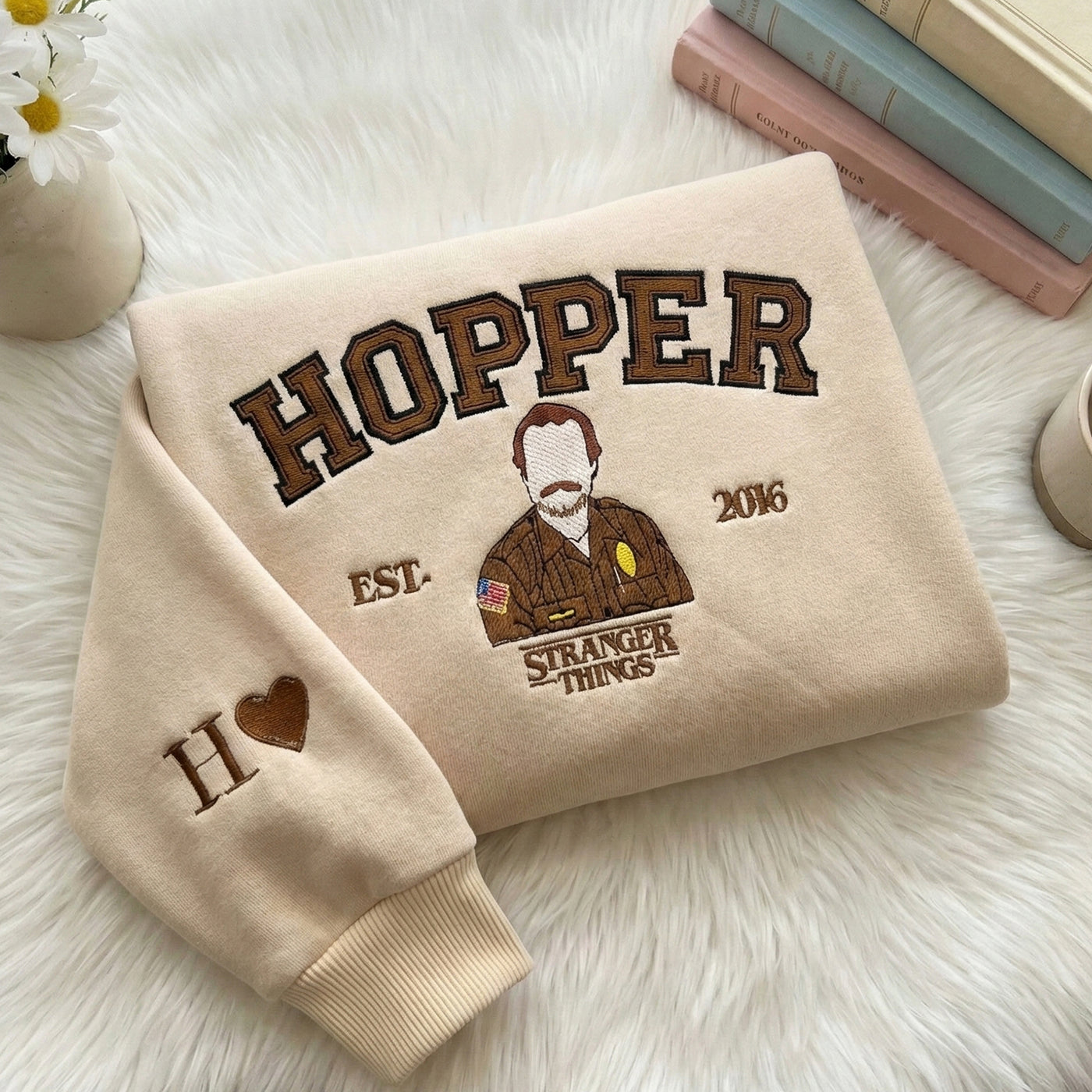 Retro Embroidered Name Sweatshirt – Unisex Fleece Crewneck