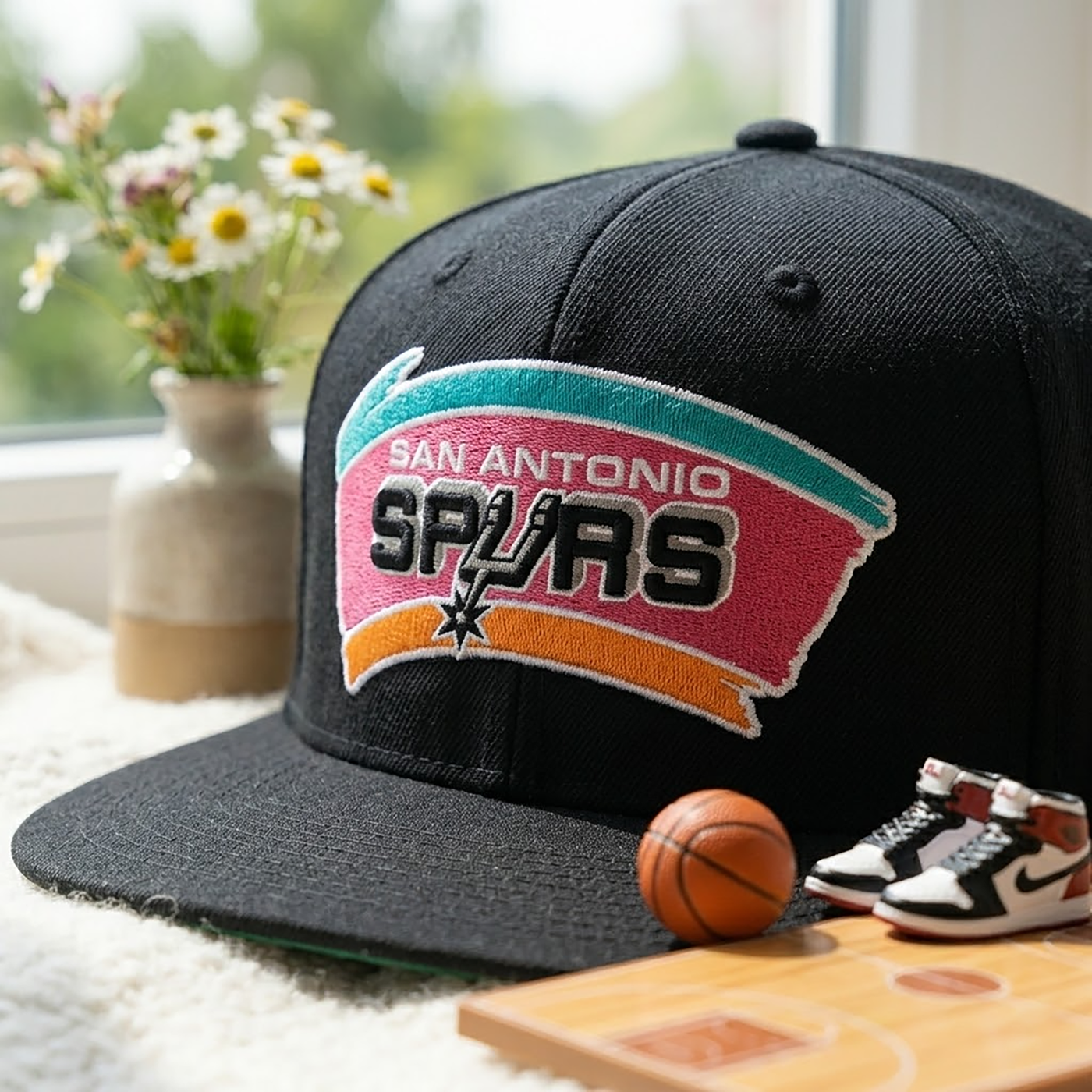 Embroidered Vintage 90’s Basketball Team Snapback Hat, The Silver and Black Team Cap,  Basketball Fan Hat, Game Day Hat, Unisex Sports Gift