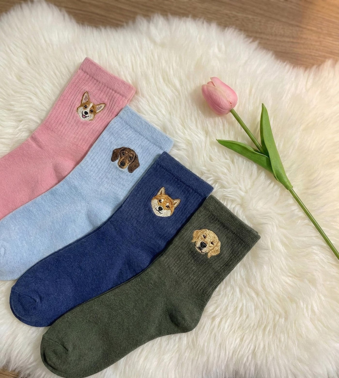Custom Embroidered Pet Portrait Socks, Dog Cat Face Embroidered Socks, Personalized Cat & Dog Gift, Cute Gift For Pet Lover