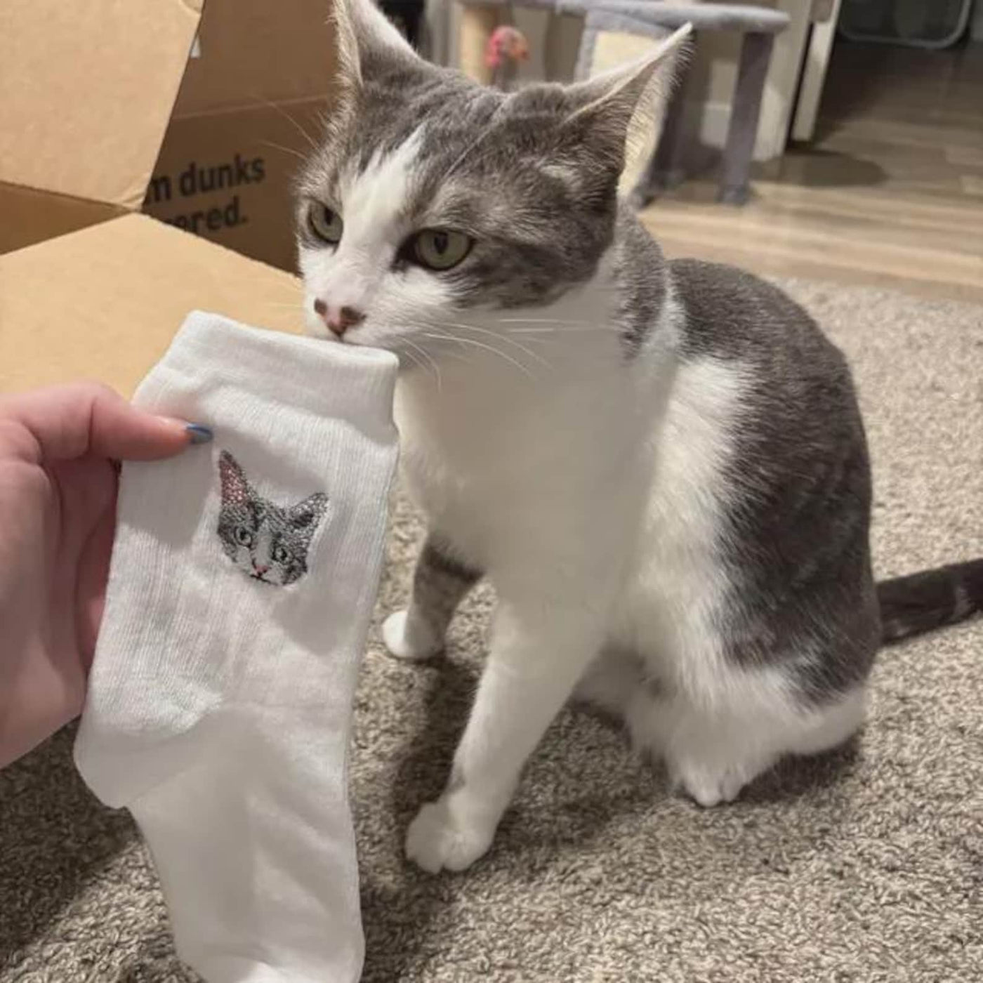 Custom Embroidered Pet Portrait Socks, Dog Cat Face Embroidered Socks, Personalized Cat & Dog Gift, Cute Gift For Pet Lover