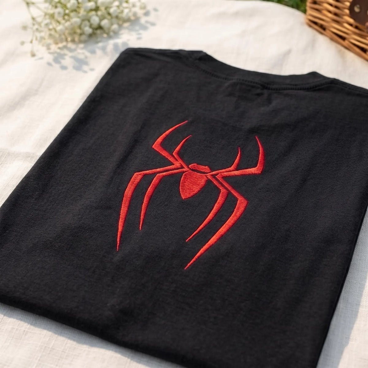 Friendly Superhero Boy Embroidered Comfort Color TShirt, Spider Embroidery Tee, Unisex Superhero Shirt