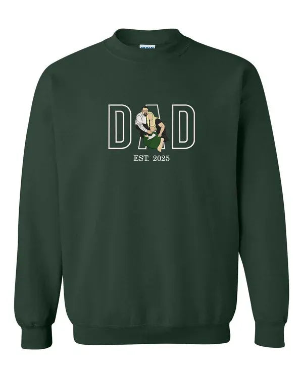 Dad With Kids Portrait Custom Embroidered, Custom Portrait Embroidered Sweatshirt, Memorial Shirt for Dad, Dad Picture Custom Shirt