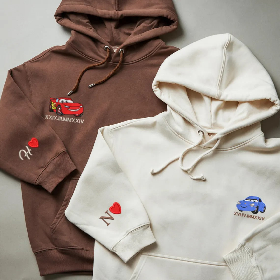 Custom Lovely Car Couple Characters Embroidered Sweatshirt, Couple Matching Sweater Couple Matching Clothe Gift, Gift for Her, We are Couple