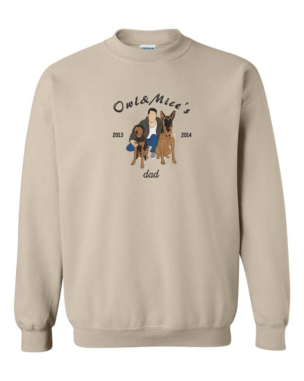 Dad With Dog Portrait Custom Embroidered, Custom Pet With Dad Embroidered Sweatshirt, Portrait From Photo Embroidered Shirt, Memorial Shirt for Dad Dog, Dog Dad Shirt