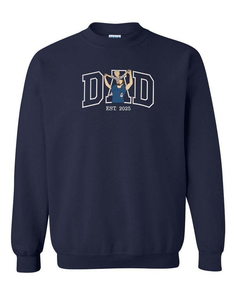 Custom Portrait Embroidered Sweatshirt, Custom Dad With Kids Portrait Custom Embroidered, Memorial Shirt for Dad, Personalized Dad Shirt