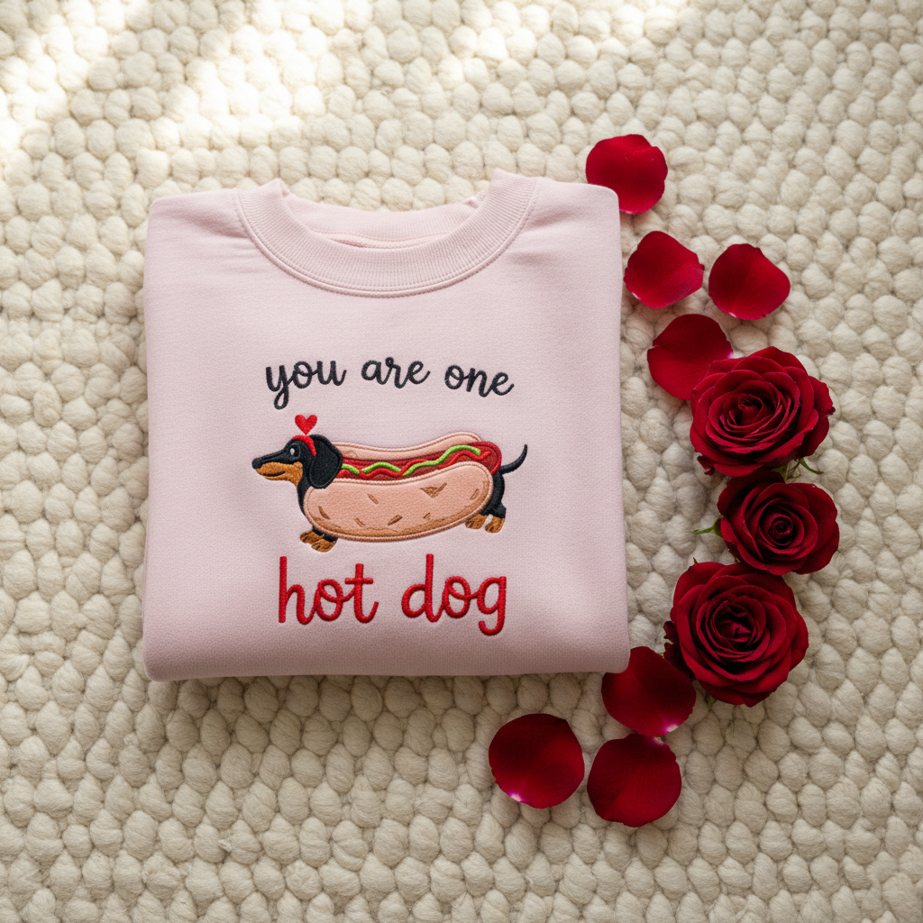 Dachshund Valentine Embroidered Sweatshirt, You Are One Dog Embroidered Sweatshirt, Funny Valentine Sweatshirt, Custom Sweatshirt