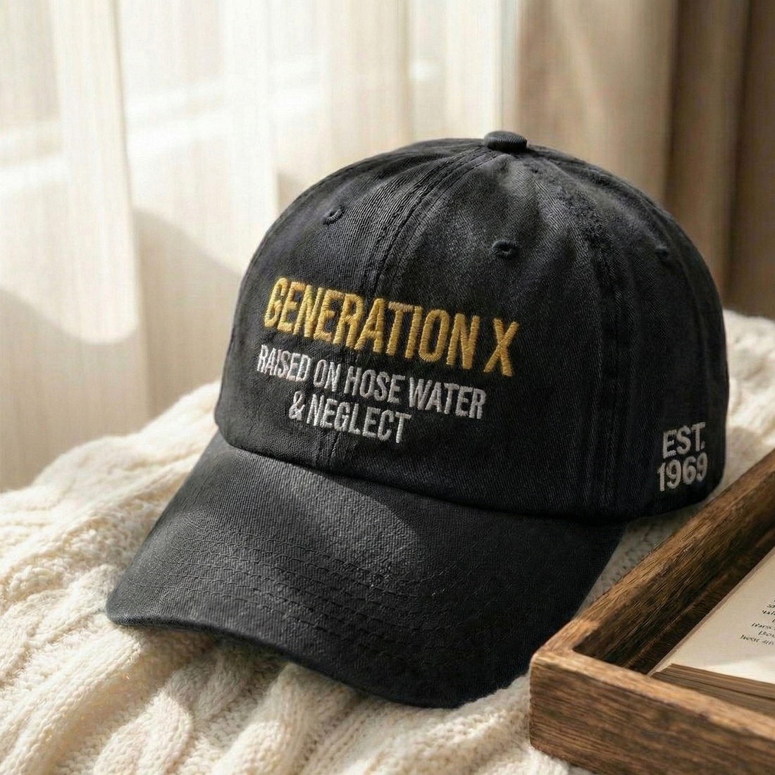 Custom Gen X Embroidered Hat, Personalized Generation X Cap, Embroidered Quote Baseball Cap, Gift For Father's Day