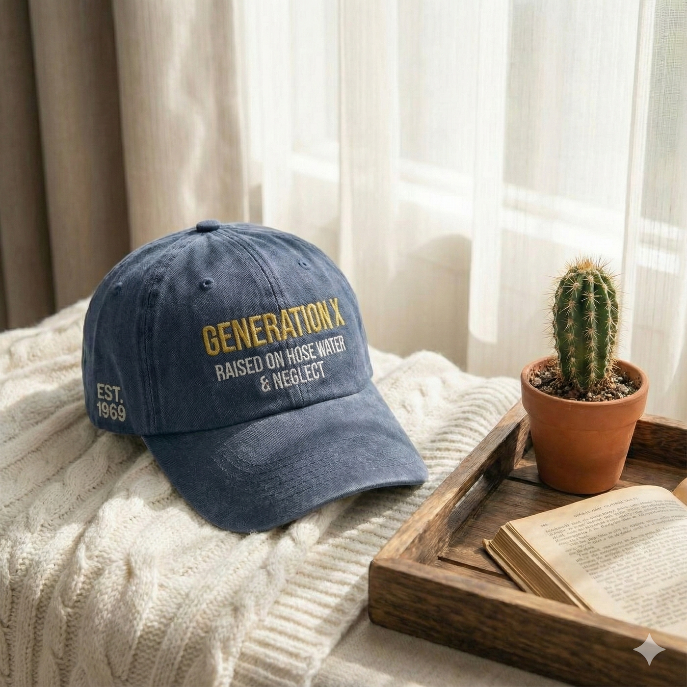 Custom Gen X Embroidered Hat, Personalized Generation X Cap, Embroidered Quote Baseball Cap, Gift For Father's Day