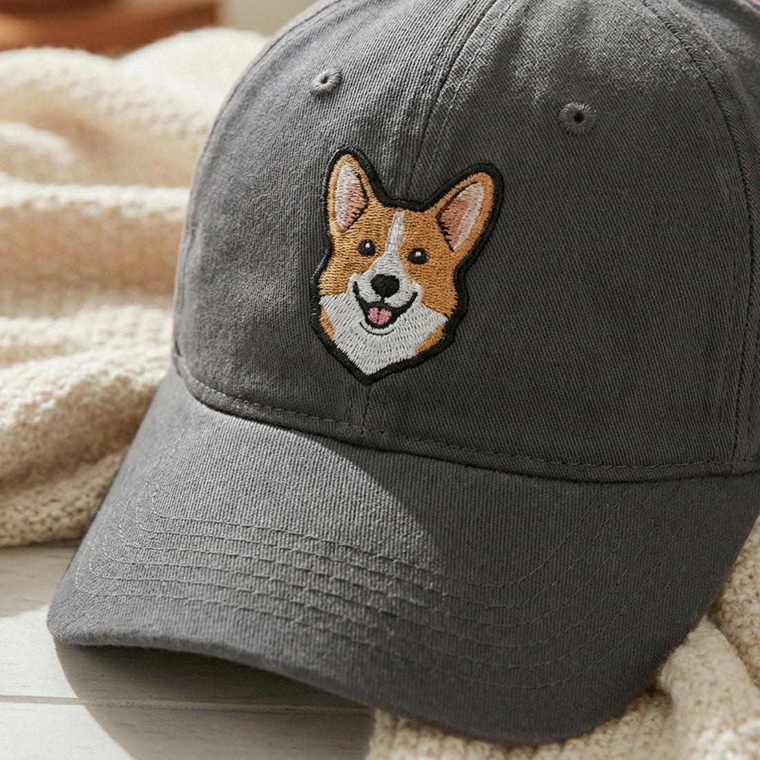 Custom Embroidered Pet Photo Baseball Hat, Personalized Dog and Cat Dad Cap