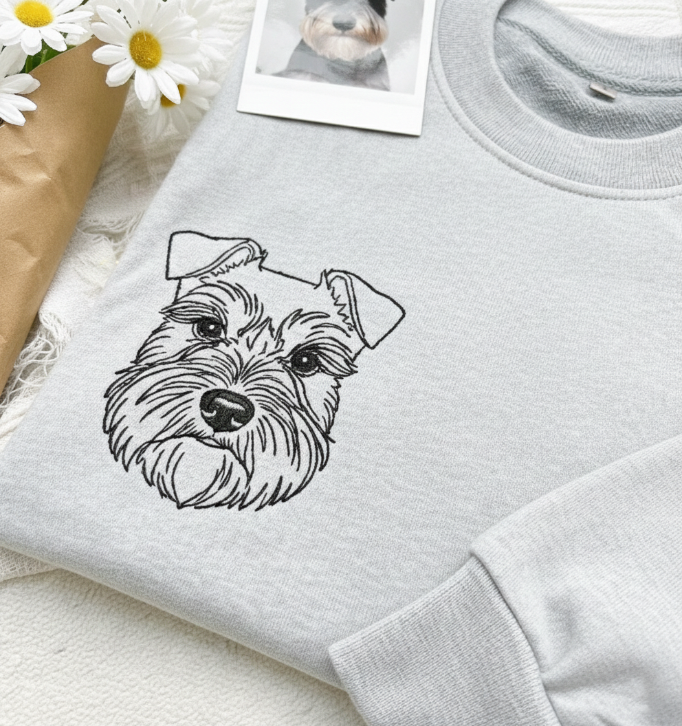 Custom Pet Portrait Embroidered Sweatshirt, Personalized Dog And Cat Outlined Pullover, Gift for Pet Lover