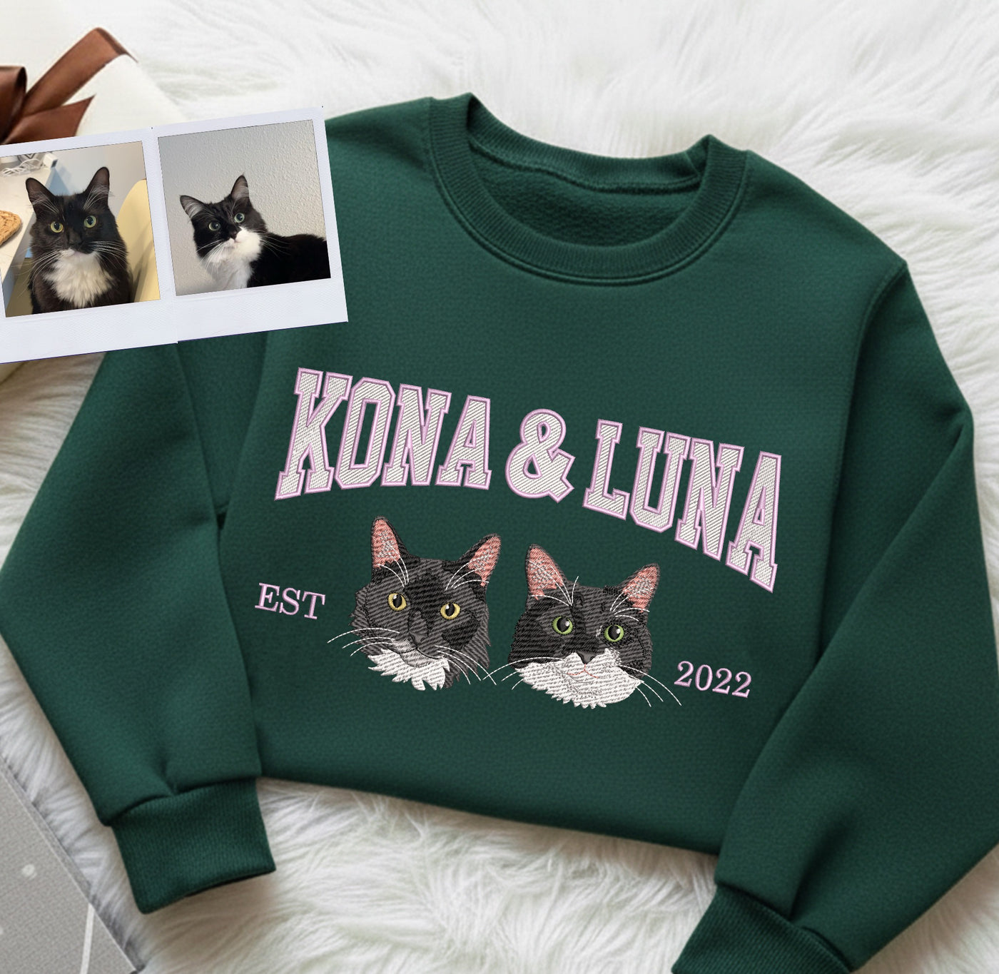 Pet Embroidered Sweatshirt, Custom Pet Face Embroidered Shirt, Custom Pet Embroidered Hoodie, Dog Cat Lover Sweatshirt, Christmas Gift